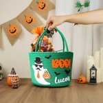 Personalized Cute Halloween Ghost Boo Large Capacity Crochet Sweets Basket with Name Trick or Treat Halloween Party Gift for Boys Girls