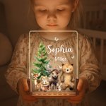 Veilleuse LED en acrylique avec base en bois et nom Cadeau d'anniversaire pour la famille et les enfants