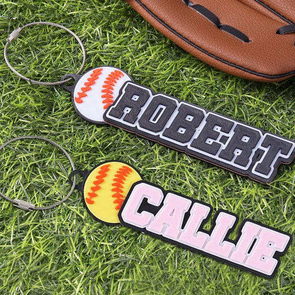 Personalised Baseball Softball 3D Name Keychain Bag Pack Tag Back to School Team Gift for Baseball Softball Lover