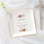 Personalizado Dios Bendiga Primera Comunión Plato de Cerámica con Nombre Fecha Cumpleaños Religioso Bautizo Regalo para Ella