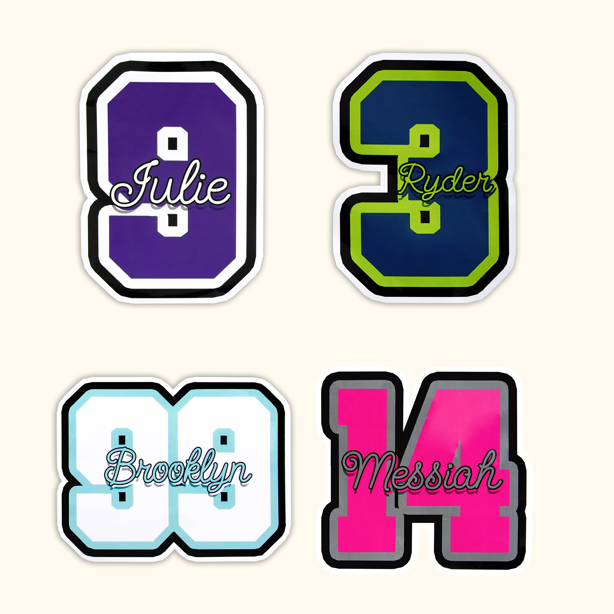 Personalisierte Multicolor Baseball Softball wasserdichte Aufkleber mit Text und Nummer Spieltag Geburtstag Geschenk für Sportliebhaber
