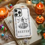 Spersonalizowane dwuwarstwowe etui na telefon Toile De Jouy Spooky Ghost Pumpkin Name na iPhone'a Prezent na Halloween dla dziewczynki i chłopca
