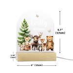 Lámpara de noche de acrílico personalizada con nombre y base de madera de animales de la selva Acuarela Decoración de habitaciones Regalo de cumpleaños de Navidad para niñas Niños