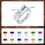 Henkilökohtainen 1-2 Birthstones Cross Promise Ring kaiverrettu nimi ja teksti Dainty korut syntymäpäivä vuosipäivä lahja Christian Men