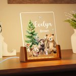 Veilleuse LED en acrylique avec base en bois et nom Cadeau d'anniversaire pour la famille et les enfants