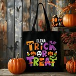Bolsa de lona personalizada con diseño de calabaza dulce y fantasma regalo de Halloween y truco o trato para niños y familiares