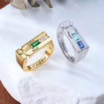 Henkilökohtainen 1-2 Birthstones Cross Promise Ring kaiverrettu nimi ja teksti Dainty korut syntymäpäivä vuosipäivä lahja Christian Men