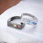 Henkilökohtainen 1-2 Birthstones Cross Promise Ring kaiverrettu nimi ja teksti Dainty korut syntymäpäivä vuosipäivä lahja Christian Men