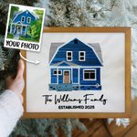 Personalized Embroidered House Photo Frame with Text Date Bedroom Decor Wedding Housewarming Christmas Gift for Family Friends
