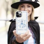 Spersonalizowane dwuwarstwowe etui na telefon Toile De Jouy Spooky Ghost Pumpkin Name na iPhone'a Prezent na Halloween dla dziewczynki i chłopca