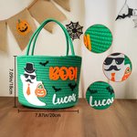 Personalized Cute Halloween Ghost Boo Large Capacity Crochet Sweets Basket with Name Trick or Treat Halloween Party Gift for Boys Girls