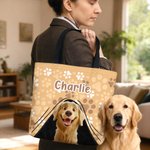 Personalised Cartoon Dog Pet Large Capacity Tote Bag with Name Daily Use Anniversary Birthday Gift for Pet Lover Owner Woman