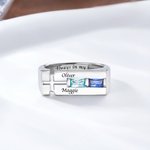 Henkilökohtainen 1-2 Birthstones Cross Promise Ring kaiverrettu nimi ja teksti Dainty korut syntymäpäivä vuosipäivä lahja Christian Men