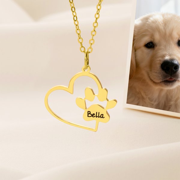 Collier personnalisé en forme de cœur avec nom Bijoux délicats Utilisation quotidienne Cadeau d'anniversaire pour les amoureux des chiens
