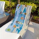 Personalized 1-8 Cute Characters Quick Dry Oversized Beach Towel with Title and Name Pool Essentials Holiday Vacation Birthday Gift for Women