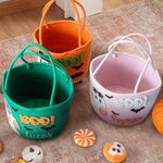 Personalized Cute Halloween Ghost Boo Large Capacity Crochet Sweets Basket with Name Trick or Treat Halloween Party Gift for Boys Girls