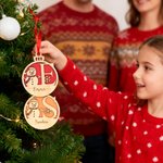 Personalisiertes Schneemann-Initiale Ornament aus Holz mit Schneeflocke Namen und Ripsband Weihnachtsbaumanhänger Weihnachtsgeschenk für Familie