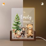 Veilleuse LED en acrylique avec base en bois et nom Cadeau d'anniversaire pour la famille et les enfants