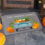 Personalized Pumpkin Farm Truck Non-Slip Doormat with Text Home Decor Halloween Autumn Gift for Family Friends
