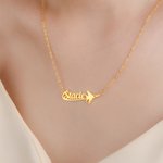 Personalised Airplane Sterling Silver Name Women Necklace Dainty Jewellery Birthday Anniversary Gift for Travel Lovers Pilots Flight Attendants