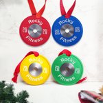 Personlig vektskive julepynt med tekst og bånd Gym juletre Hjemmeinnredning Bursdag julegave til treningsentusiast
