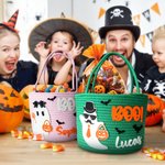 Personalized Cute Halloween Ghost Boo Large Capacity Crochet Sweets Basket with Name Trick or Treat Halloween Party Gift for Boys Girls