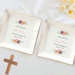 Personalizado Dios Bendiga Primera Comunión Plato de Cerámica con Nombre Fecha Cumpleaños Religioso Bautizo Regalo para Ella