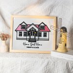 Personalized Embroidered House Photo Frame with Text Date Bedroom Decor Wedding Housewarming Christmas Gift for Family Friends