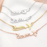 Personalised Airplane Sterling Silver Name Women Necklace Dainty Jewellery Birthday Anniversary Gift for Travel Lovers Pilots Flight Attendants