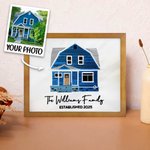 Personalized Embroidered House Photo Frame with Text Date Bedroom Decor Wedding Housewarming Christmas Gift for Family Friends