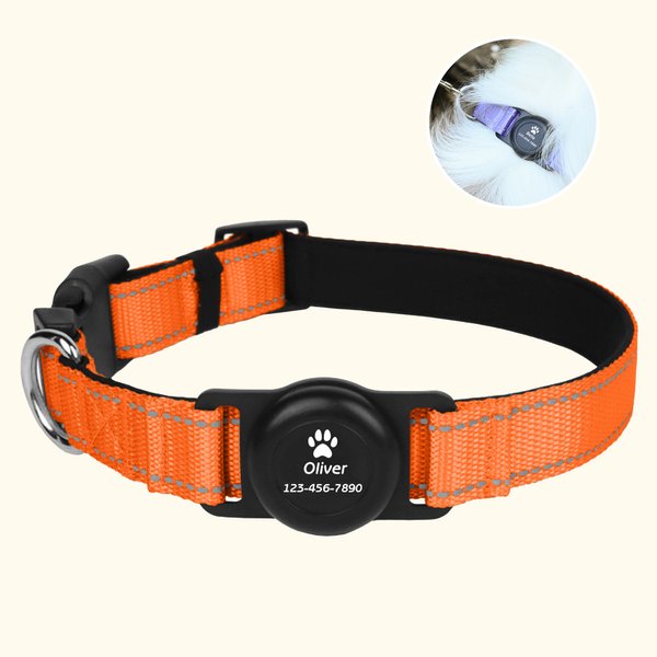 Personalised Paw Print Design Pet Locator Collar with Air Tag Holder and Name Outdoor Accessories Pet Party Birthday Gift for Pet Owners