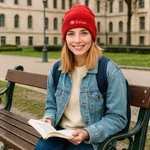 Bonnet en Tricot Doux Personnalisé avec Nom et Fleur de Naissance Brodé Accessoire Quotidien Cadeau d'Anniversaire pour Femmes Hommes