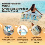 Personalized 1-8 Cute Characters Quick Dry Oversized Beach Towel with Title and Name Pool Essentials Holiday Vacation Birthday Gift for Women
