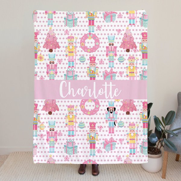 Personalizado lindo Cascanueces de Navidad Suave manta con nombre Decoración del hogar Cumpleaños Regalo de Navidad para Kid Girl