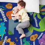 Personalized Cute Dinosaur Soft Throw Blanket with Name and Initial Room Decor Birthday Gift for Boys Girls