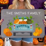 Personalized Pumpkin Farm Truck Non-Slip Doormat with Text Home Decor Halloween Autumn Gift for Family Friends