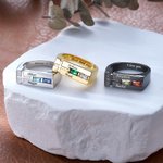 Henkilökohtainen 1-2 Birthstones Cross Promise Ring kaiverrettu nimi ja teksti Dainty korut syntymäpäivä vuosipäivä lahja Christian Men