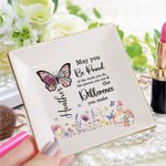 Personalized Butterfly Birth Flower Ceramic Ring Dish Jewellery Tray with Name Mothers' Day Birthday Gift for Women
