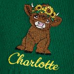 Personalised Multicolor Embroidered Highland Cow Soft Warm Scarf with Name Winter Accessories Birthday Gift for Highland Cow Lover