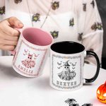 Spersonalizowany kubek ceramiczny Toile De Jouy Ghost Pumpkin 11 uncji z imieniem Cukierek albo psikus Prezent na Halloween dla dzieci