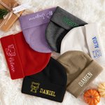 Cappello Beanie personalizzato con ricamo animale multicolore con nome Accessori caldi Regalo di compleanno per bambini adulti