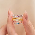 Personlig romantisk blommig ring med födelsestenar Födelsedagspresent för kvinnor Fru Mamma