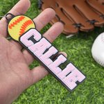 Personalized Baseball Softball 3D Name Keychain Bag Pack Tag Back to School Team Gift for Baseball Softball Lover