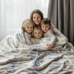 Spersonalizowany miękki koc do rzucania Toile De Jouy Cross Bible Verse z imieniem i datą Urodziny Chrzest Prezent dla dzieci Chrześcijanie