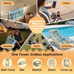 Personalized 1-8 Cute Characters Quick Dry Oversized Beach Towel with Title and Name Pool Essentials Holiday Vacation Birthday Gift for Women
