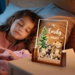 Veilleuse LED en acrylique avec base en bois et nom Cadeau d'anniversaire pour la famille et les enfants