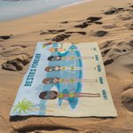 Personalized 1-8 Cute Characters Quick Dry Oversized Beach Towel with Title and Name Pool Essentials Holiday Vacation Birthday Gift for Women