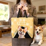 Personalised Cartoon Dog Pet Large Capacity Tote Bag with Name Daily Use Anniversary Birthday Gift for Pet Lover Owner Woman