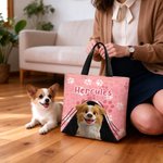 Personalised Cartoon Dog Pet Large Capacity Tote Bag with Name Daily Use Anniversary Birthday Gift for Pet Lover Owner Woman