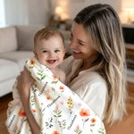 Personalized Watercolor Wildflowers Soft Throw Blanket with Name Nursery Decor Baby Shower Birthday Christmas Gift for Newborn Baby